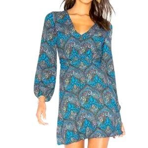 Alice + Olivia Cary V-Neck Ornate Paisley Mini Dress 0
